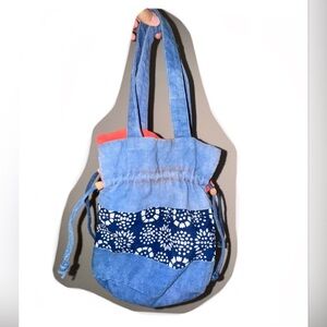 Vintage Handmade Blue and Red Patterned Bag